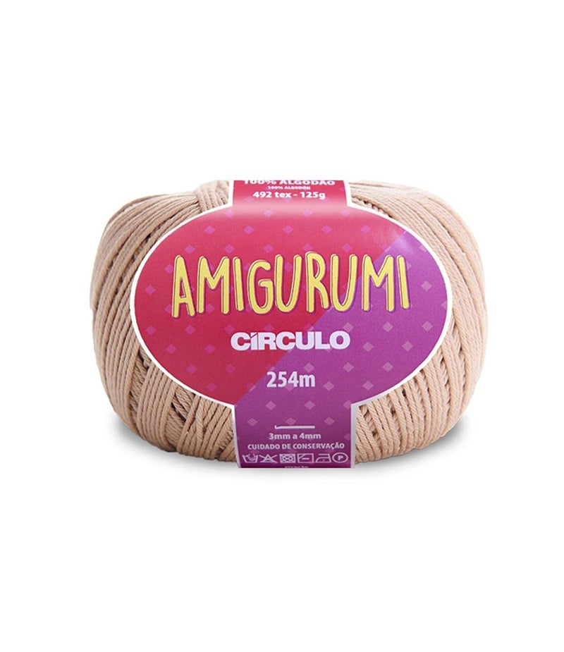 CÃRCULO Circulo Amigurumi Cotton Yarn - 100% Mercerized Brazilian Virgin Cotton for Crocheting and Knitting - Soft, Sport Weight, Brown Art - 4.4 oz, 278 yds - Color 7650 Almond - Image 1